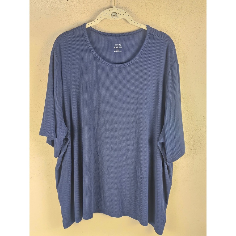 Cozy Earth Womens Navy Ribbed Short Sleeve Bamboo Pajama Top XXXL